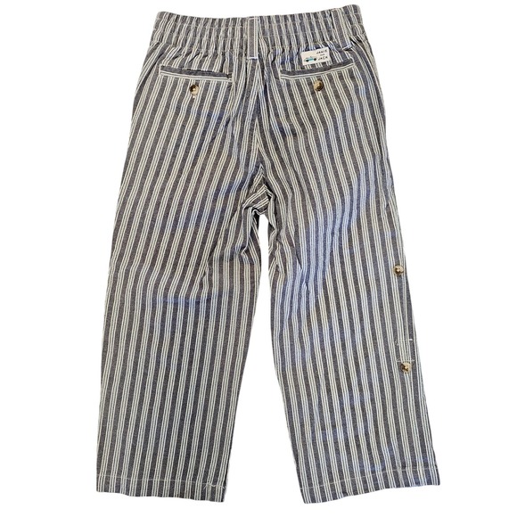 Janie and Jack Boys Stripe Blue White Pant Cropped Roll Tab Pant Size 3 Cotton - Picture 2 of 8